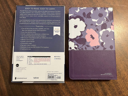 Personalized NIV Thinline Reference Bible - Purple / Floral Duotone ** Custom Imprinted with name