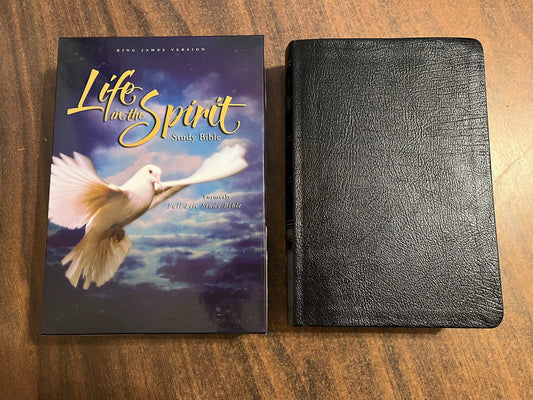 Personalized KJV Life In The Spirit Study Bible - Black Bonded Leather - Custom Imprinted with a name 9780310927587