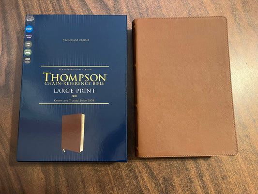 Personalized NIV Thompson Chain Reference Study Bible Large Print - Brown Genuine Cowhide Premium Leather, ISBN 9780310459781