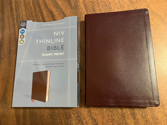 Personalized NIV Giant Print Thinline Bible - Burgundy Bonded Leather, Custom Imprinted