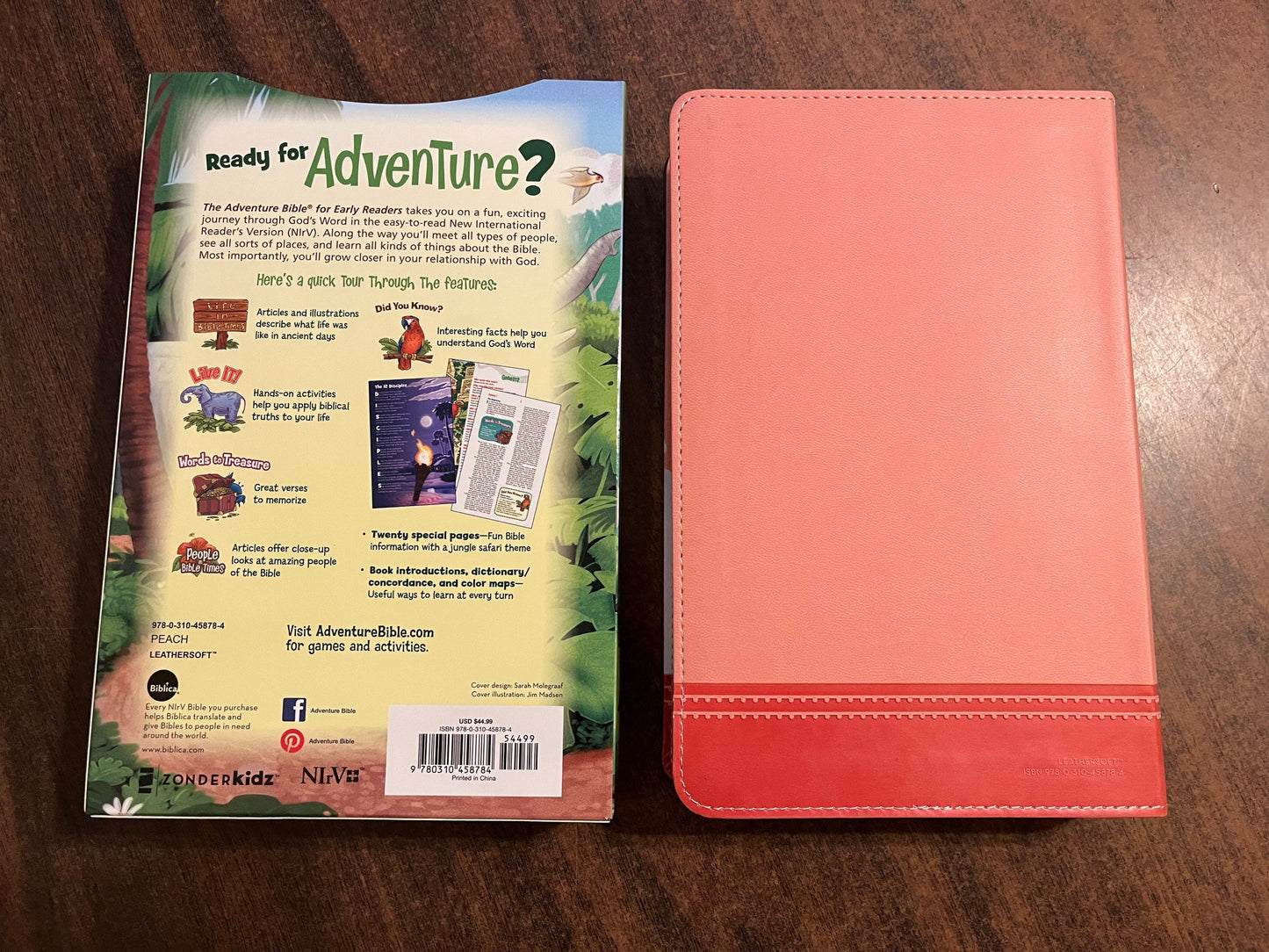 Personalized NIRV Adventure Bible For Early Readers - Peach LeatherSoft ** Custom Imprinted