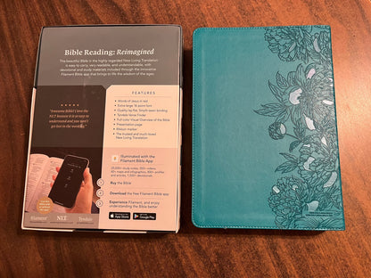 Personalized NLT Super Giant Print Bible Thumb Indexed - Teal LeatherLike, Custom Imprinted with name 9781496458131