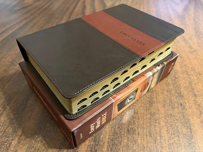 Personalized NIV Every Mans Devotional Bible Thumb Indexed - Brown LeatherLike - Custom Imprinted, name engraved bible, 9781496433558