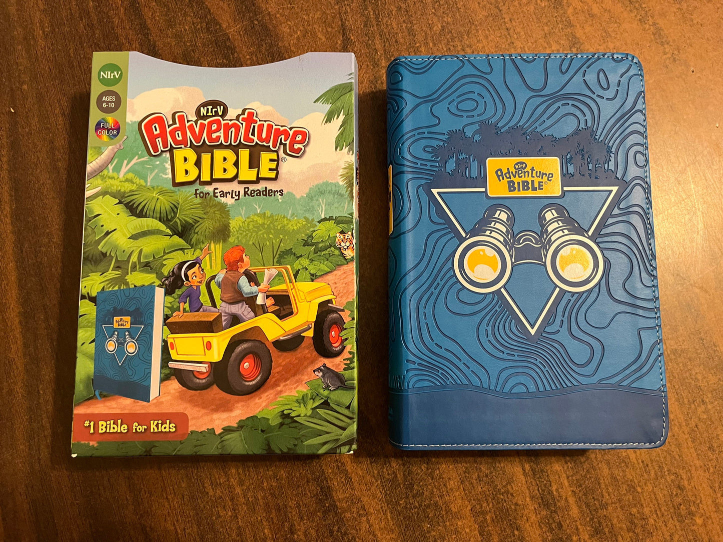 Personalized NIRV Adventure Bible - Blue LeatherSoft, Custom Imprinted with name, Kids Study Bible, 9780310458791