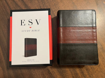 Personalized ESV Study Bible Personal Size - Forest / Tan Trutone  Custom Imprinted with name on cover, ISBN 9781433588556