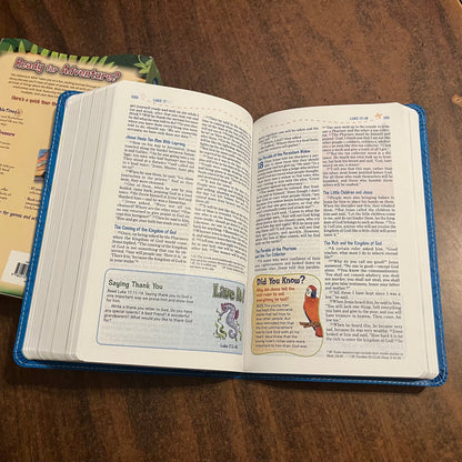 Personalized NIV Adventure Bible - Blue LeatherSoft - Custom Imprinted with name, 9780310458227