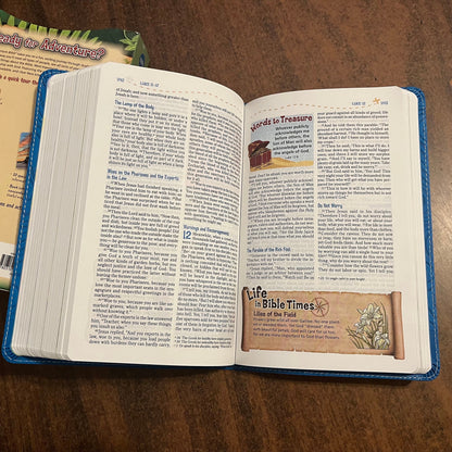 Personalized NIV Adventure Bible - Blue LeatherSoft - Custom Imprinted with name, 9780310458227