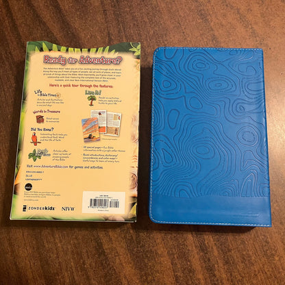 Personalized NIV Adventure Bible - Blue LeatherSoft - Custom Imprinted with name, 9780310458227