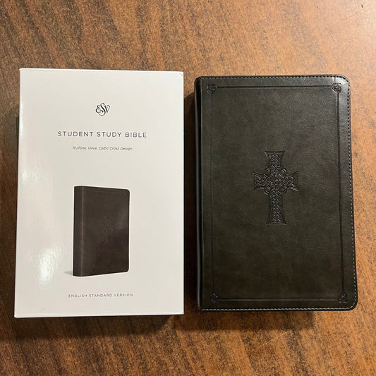 Personalized ESV Student Study Bible - Olive Trutone, Celtic Cross -  Custom Imprinted with name - 9781433560729