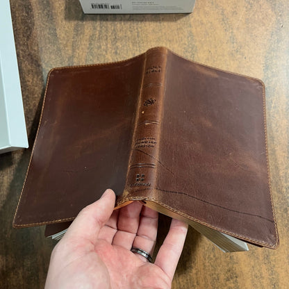 Personalized ESV Thinline Bible - Full Grain Genuine Leather Deep Brown, Custom Imprinted with name, ISBN 9781433593147