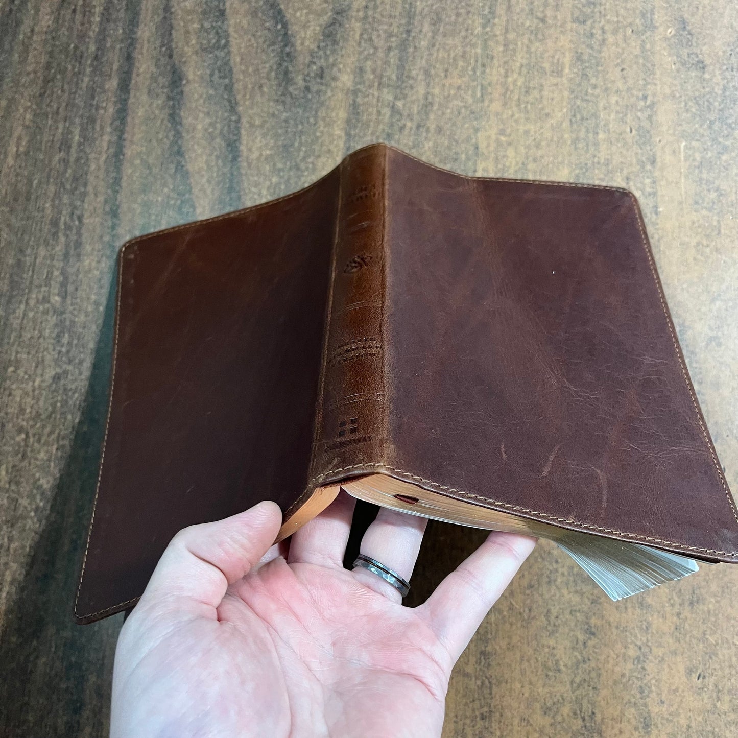 Personalized ESV Thinline Bible - Full Grain Genuine Leather Deep Brown, Custom Imprinted with name, ISBN 9781433593147