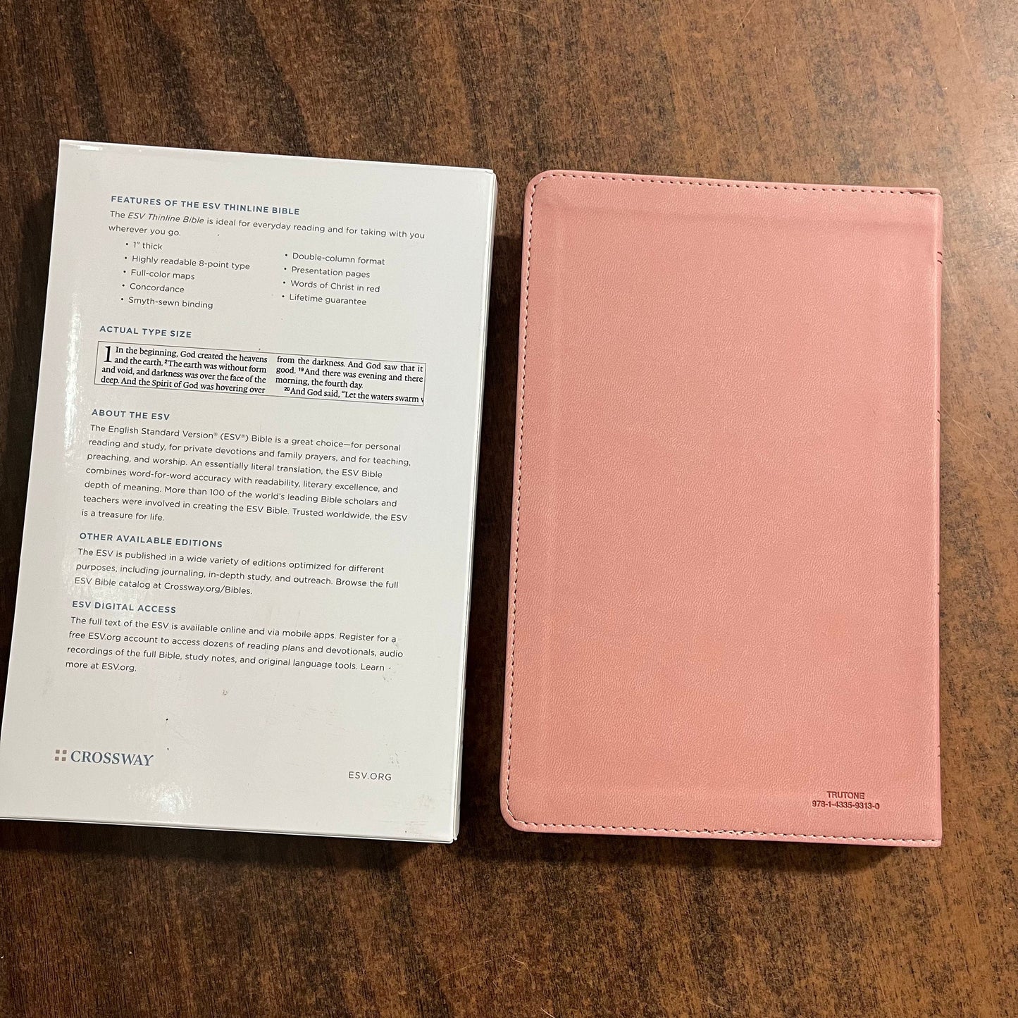 Personalizable ESV Thinline Bible - Blush Rose TruTone (Light Pink), Custom Imprinted with name, ISBN 9781433593130