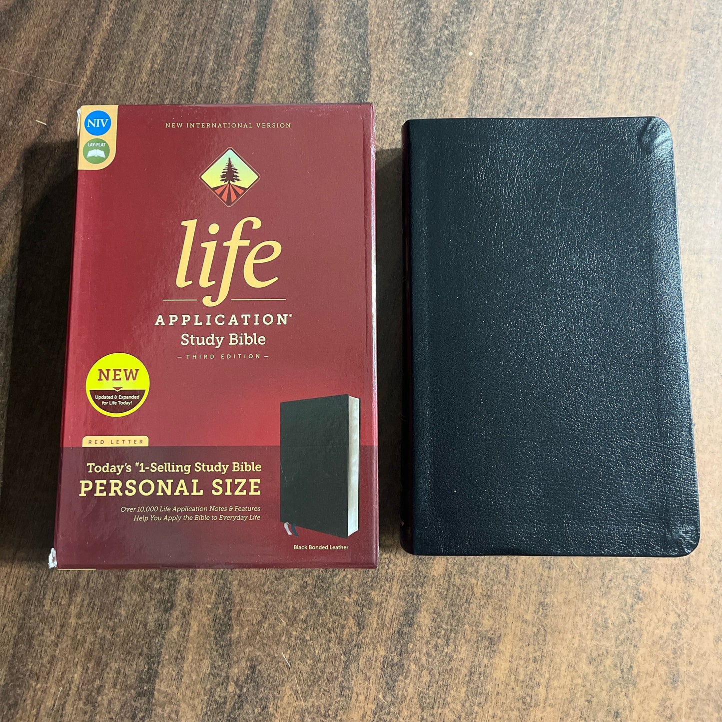 Personalized NIV Personal Size Life Application Study Bible - Black Bonded Leather - Custom Imprinted with a name, ISBN 9780310452997