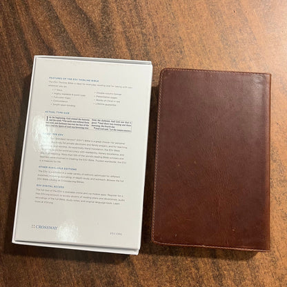 Personalized ESV Thinline Bible - Full Grain Genuine Leather Deep Brown, Custom Imprinted with name, ISBN 9781433593147