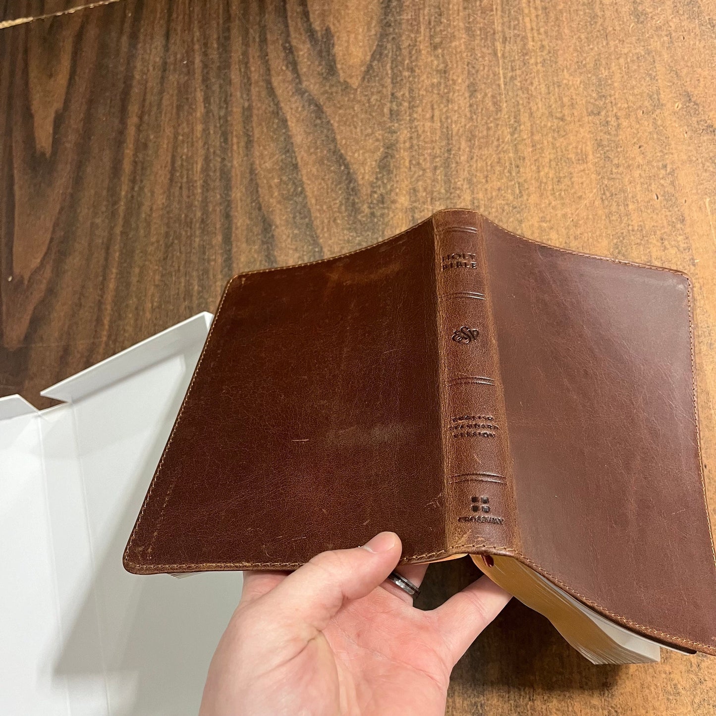 Personalized ESV Thinline Bible - Full Grain Genuine Leather Deep Brown, Custom Imprinted with name, ISBN 9781433593147