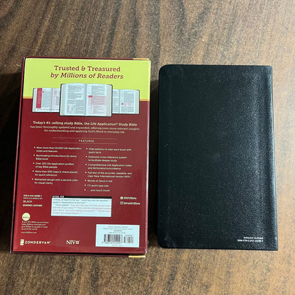 Personalized NIV Personal Size Life Application Study Bible - Black Bonded Leather - Custom Imprinted with a name, ISBN 9780310452997