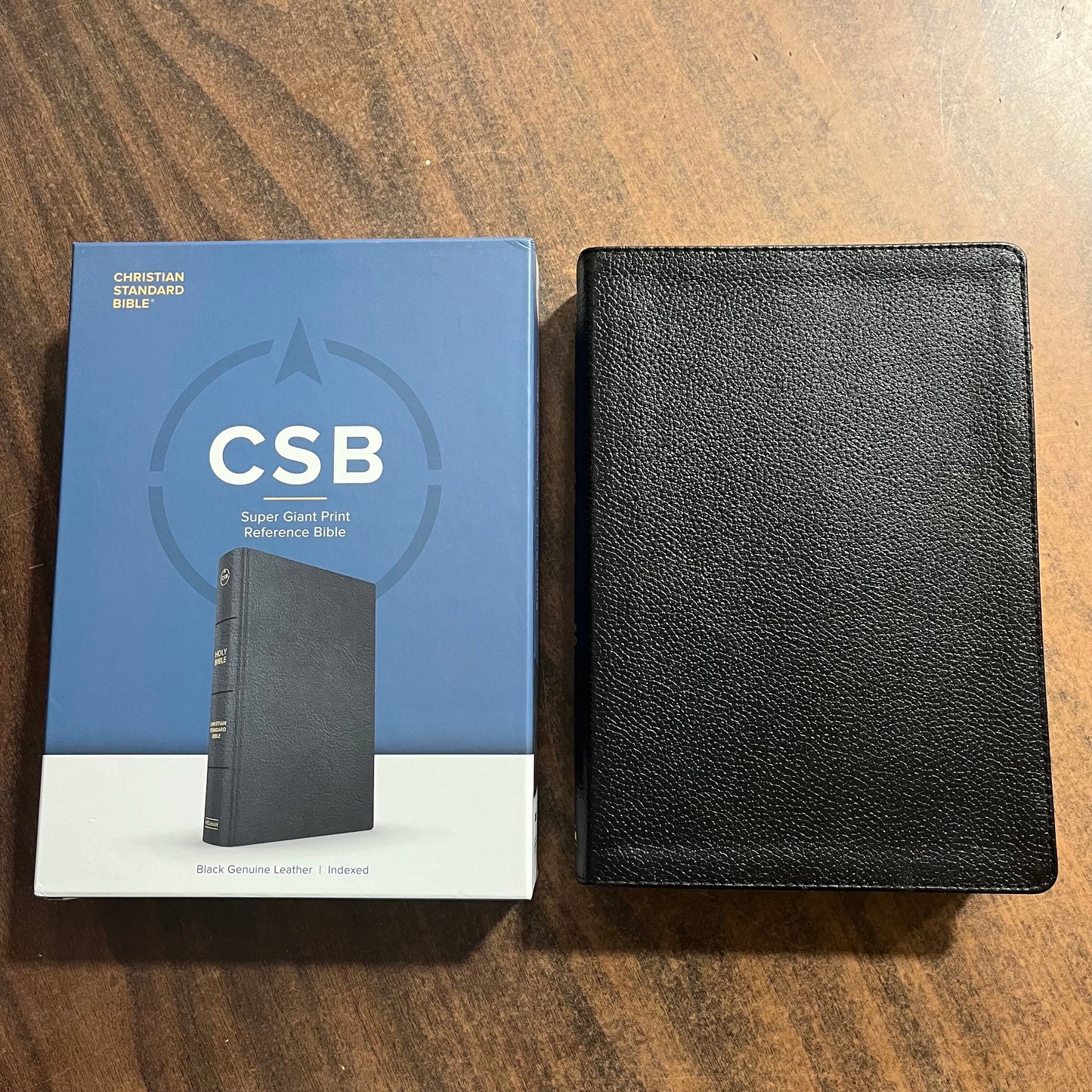 Personalized CSB Super Giant Print Reference Bible Thumb Indexed - Black Genuine Leather, Custom Imprinted with name 9781087782607