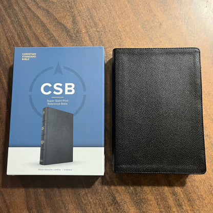 Personalized CSB Super Giant Print Reference Bible Thumb Indexed - Black Genuine Leather, Custom Imprinted with name 9781087782607