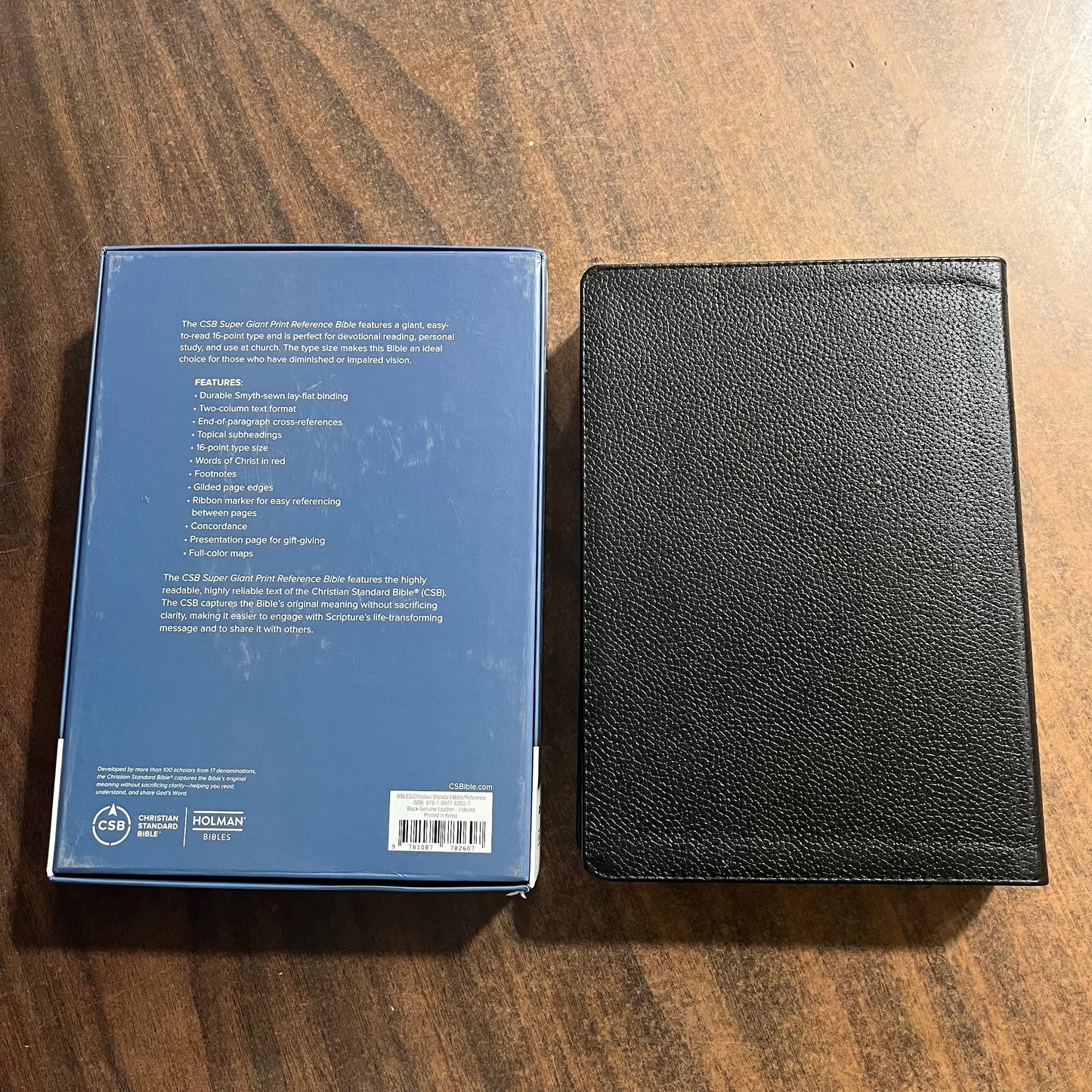 Personalized CSB Super Giant Print Reference Bible Thumb Indexed - Black Genuine Leather, Custom Imprinted with name 9781087782607