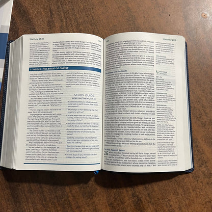 Personalized NIV Max Lucado Encouraging Word Study Bible - Blue LeatherSoft - Custom imprinted with a name, ISBN 978071809312