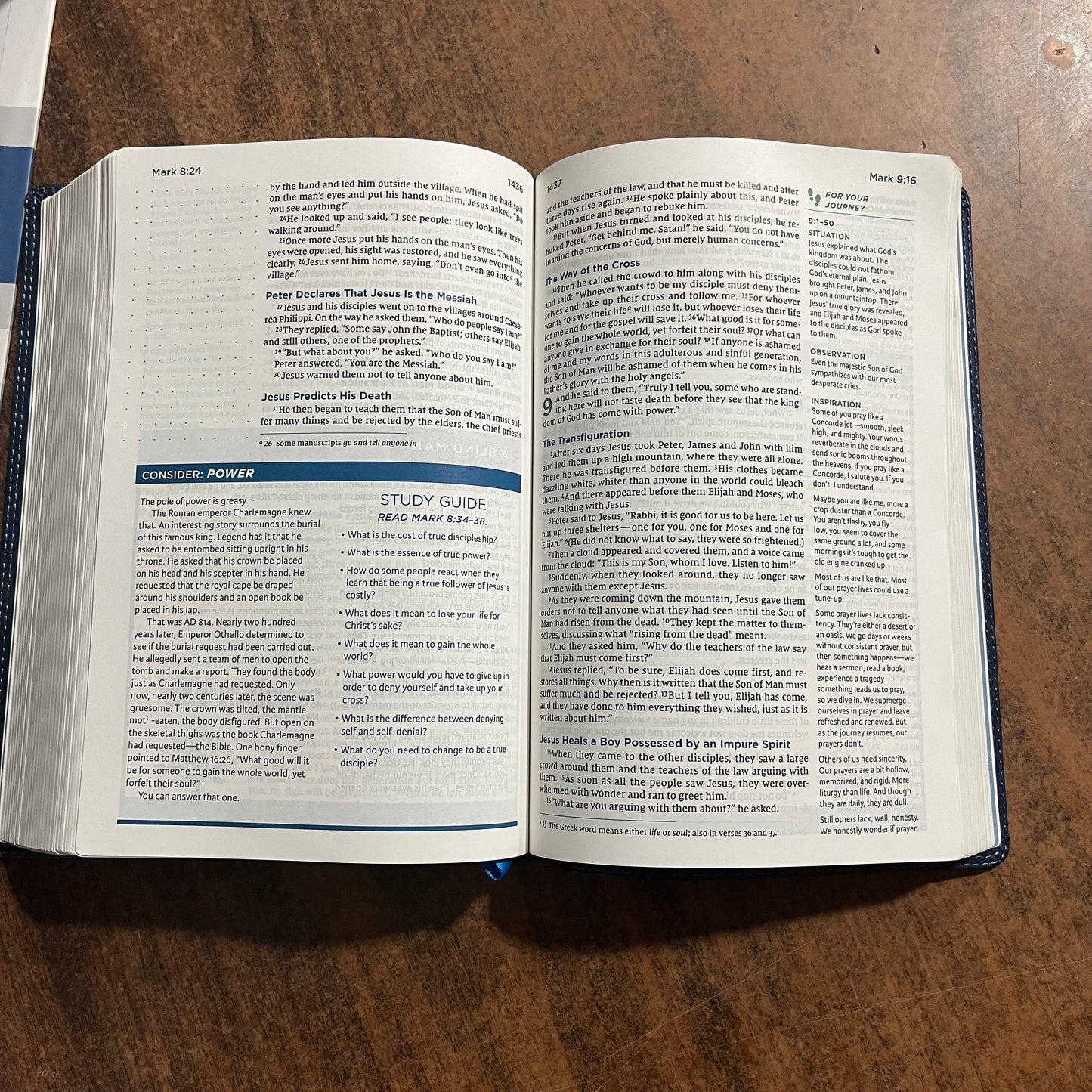 Personalized NIV Max Lucado Encouraging Word Study Bible - Blue LeatherSoft - Custom imprinted with a name, ISBN 978071809312