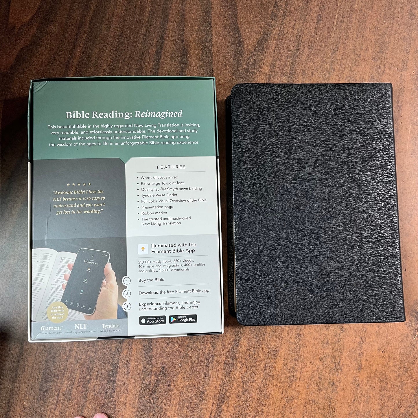 Personalized NLT Super Giant Print Bible - Black Genuine Leather - Custom Imprinted with name, ISBN 9781496474278