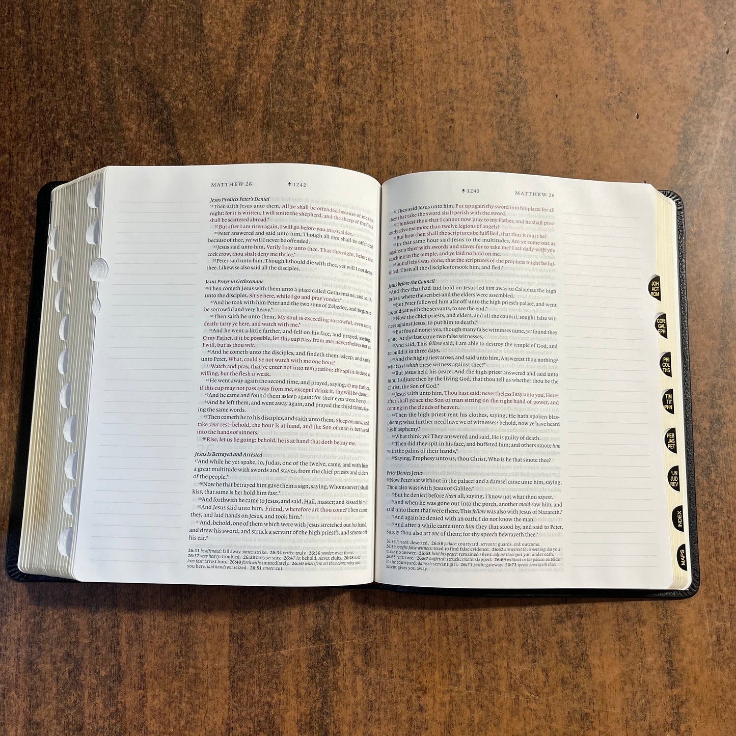 Personalized KJV Wide Margin Bible Thumb Indexed Journaling Edition - Black Genuine Leather - Custom Imprinted with name, Single Column