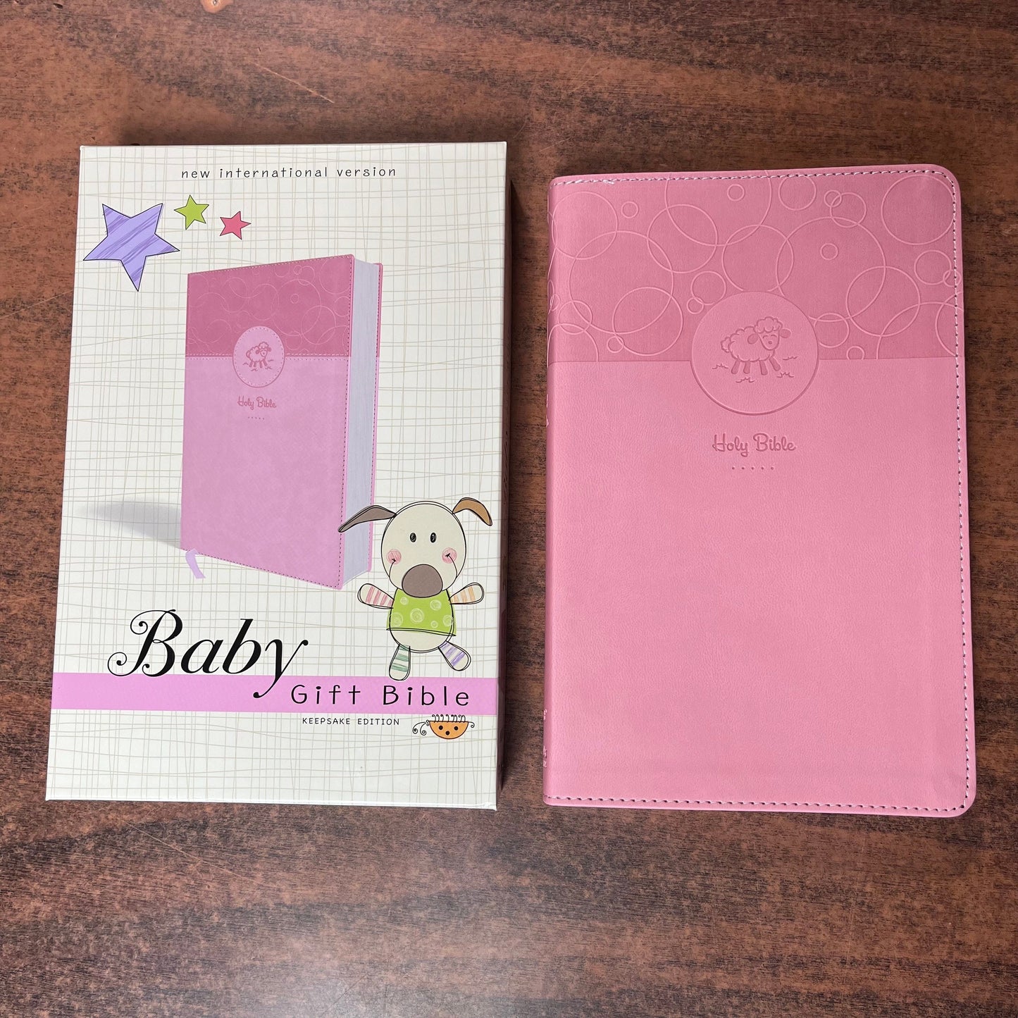 Personalized NIV Baby Bible - Pink Duotone - Custom Imprinted with a name, Baby Keepsake Gift bible, Thinline Size Kids