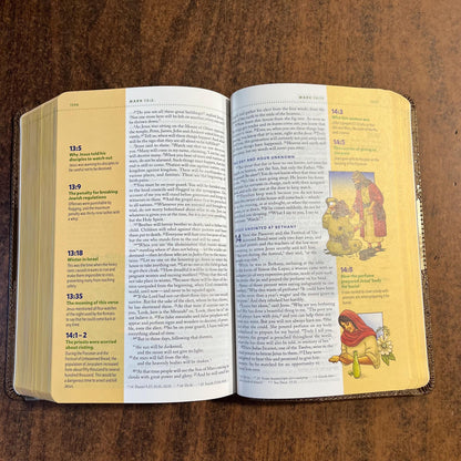 Personalized NIV Kids Study Bible - Bronze LeatherSoft - Custom Imprinted with name - "NIV Kids Visual Study Bible" Illustrated