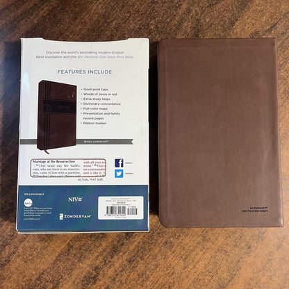 Personalized NIV Bible, Personal Size Giant Print - Brown LeatherSoft, Custom Imprinted with name engraved, "Large Print NIV Bible"