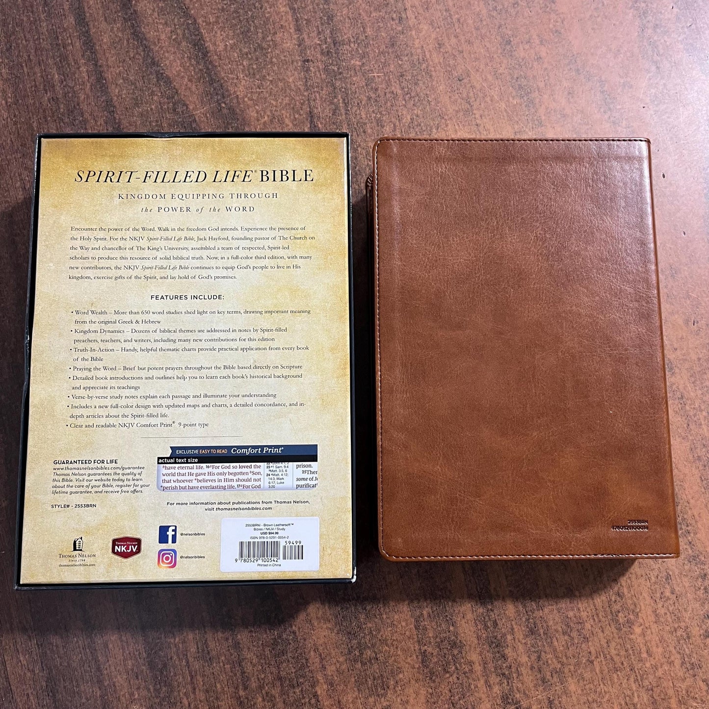 Personalized NKJV Spirit Filled Life Study Bible Thumb Indexed - Brown LeatherSoft - Custom Imprinted with a name 9780529100542