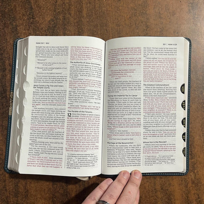 Personalized NIV Thinline Bible Thumb Indexed - Teal LeatherSoft, Custom Imprinted with a name, ISBN 9780310462101