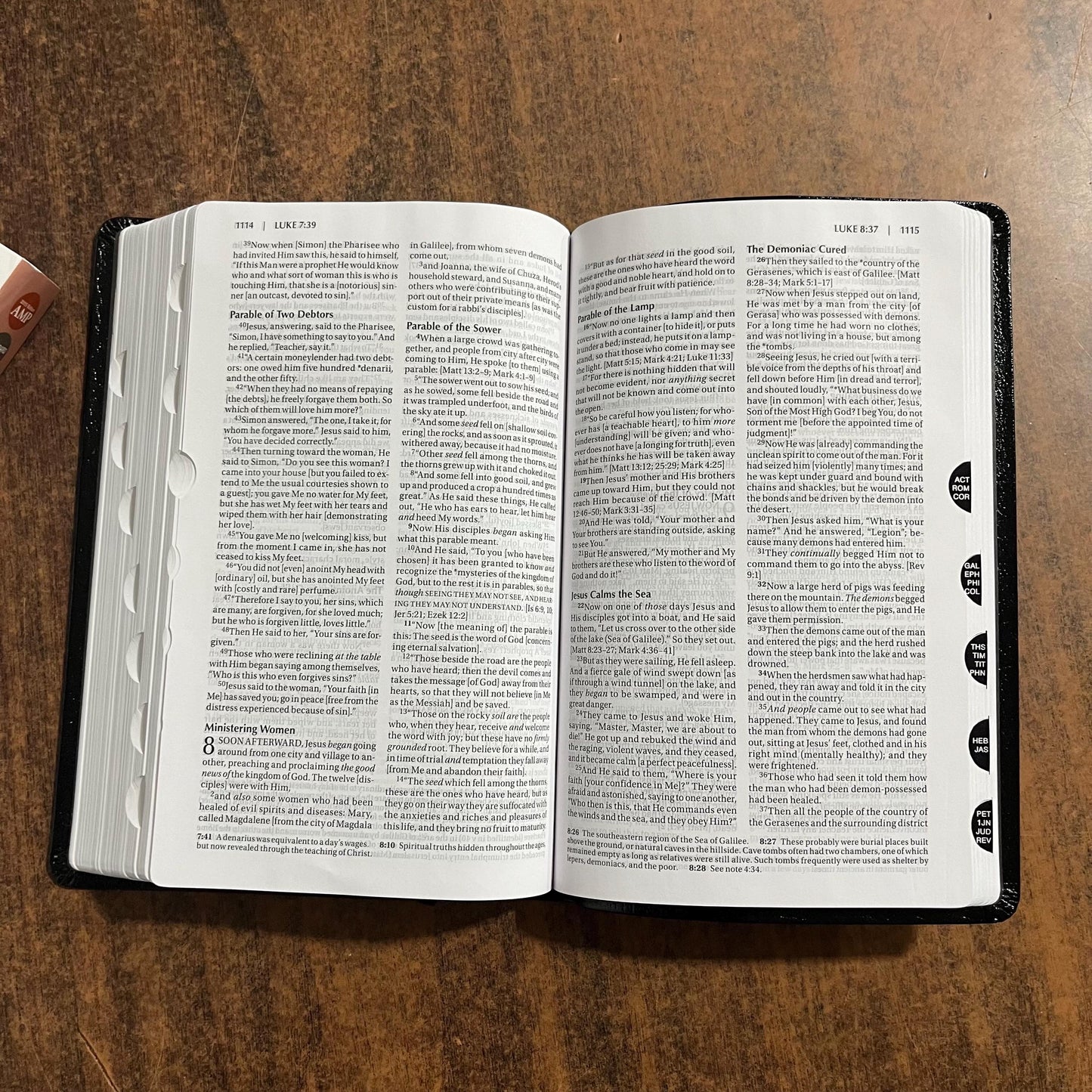 Personalized Amplified Bible Thumb Indexed - Black Bonded Leather, custom imprinted with name, 9780310443933