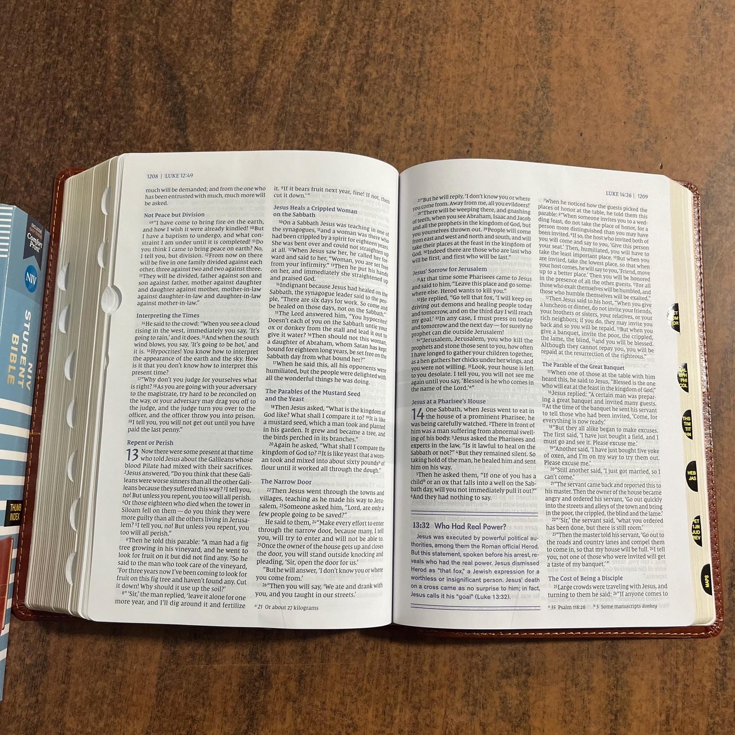 Personalized NIV Student Study Bible Thumb Indexed - Brown LeatherSoft - Custom Imprinted with a name, 9780310461654