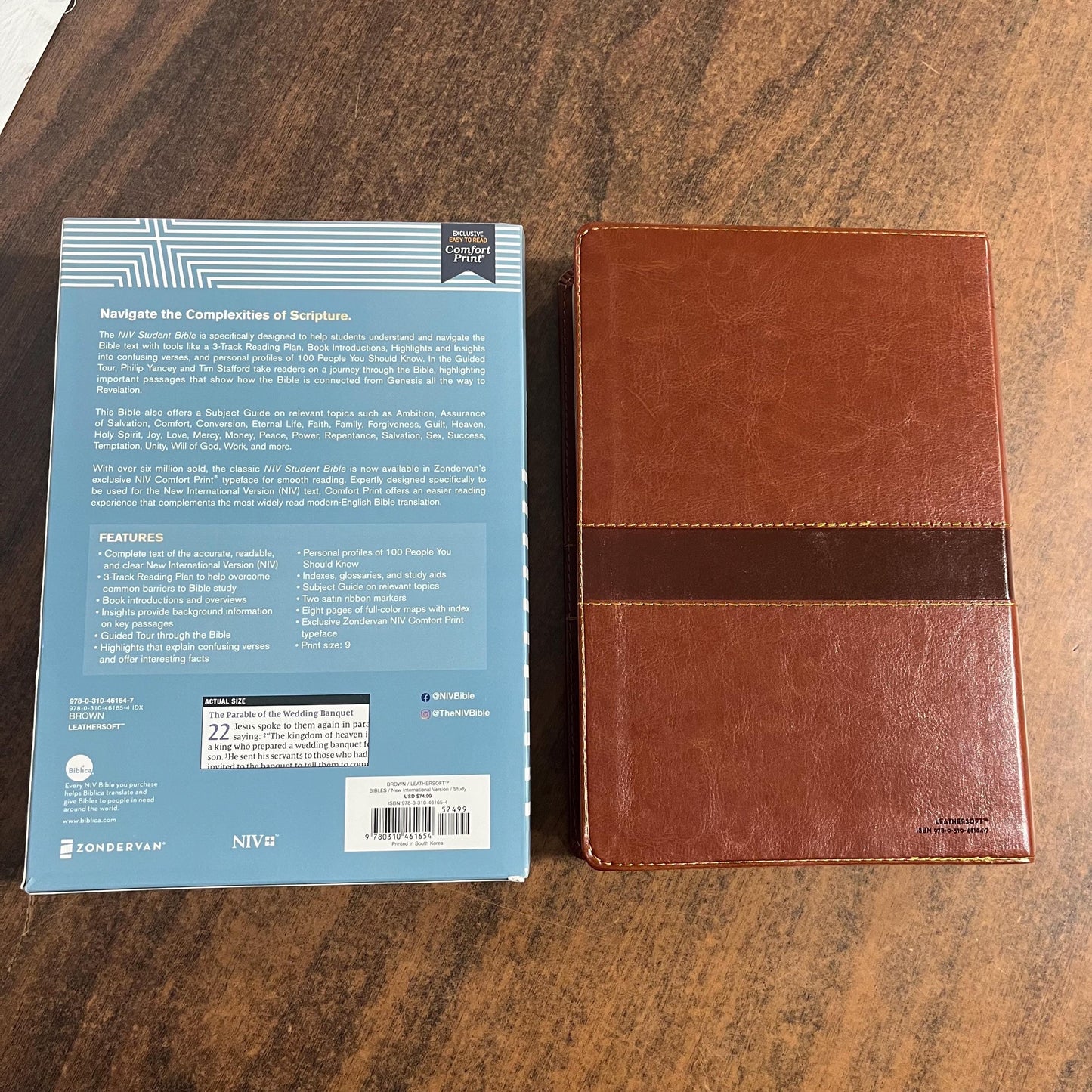 Personalized NIV Student Study Bible Thumb Indexed - Brown LeatherSoft - Custom Imprinted with a name, 9780310461654