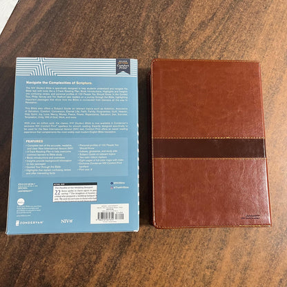 Personalized NIV Student Study Bible Thumb Indexed - Brown LeatherSoft - Custom Imprinted with a name, 9780310461654