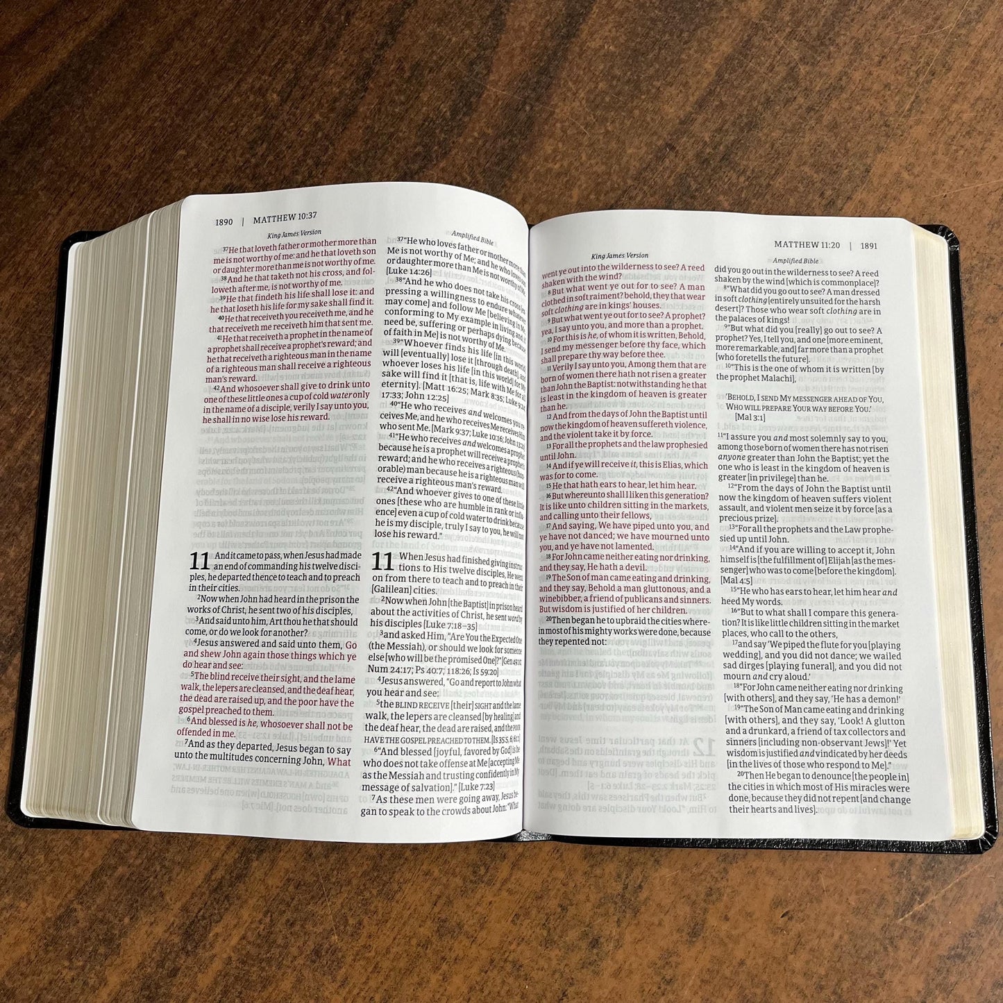 Personalized KJV / Amplified Parallel Bible Large Print - Black Bonded Leather - Custom Imprinted with a name, ISBN 9780310446699