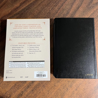 Personalized KJV / Amplified Parallel Bible Large Print - Black Bonded Leather - Custom Imprinted with a name, ISBN 9780310446699