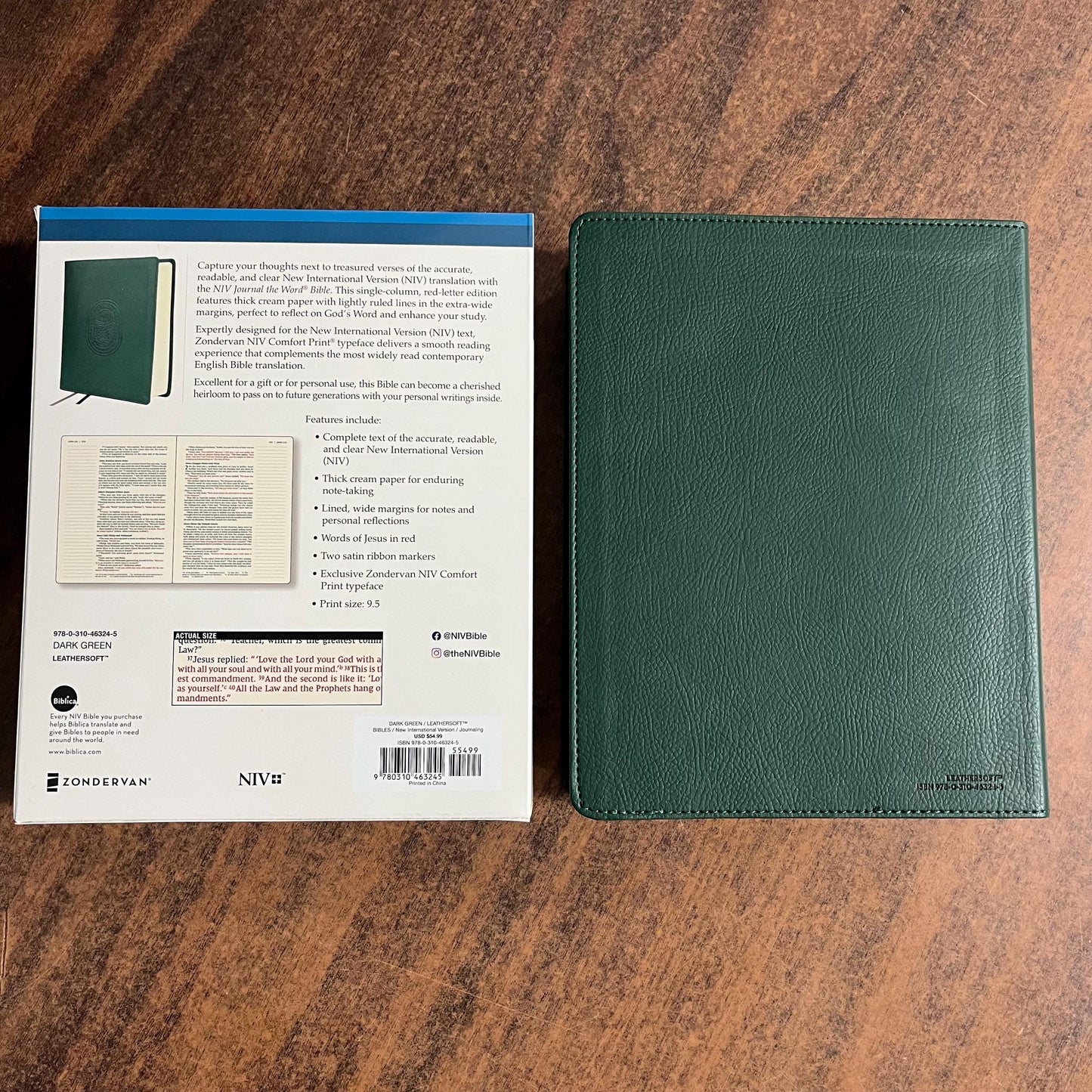 Personalized NIV Journal the Word Bible - Dark Green LeatherSoft - Custom Imprinted with a name 9780310463245