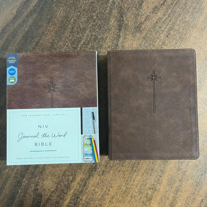 Personalized NIV Journal the Word Bible - Brown LeatherSoft - Custom Imprinted with a name 9780310450276