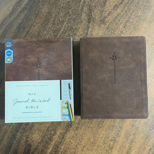 Personalized NIV Journal the Word Bible - Brown LeatherSoft - Custom Imprinted with a name 9780310450276