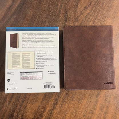 Personalized NIV Journal the Word Bible - Brown LeatherSoft - Custom Imprinted with a name 9780310450276