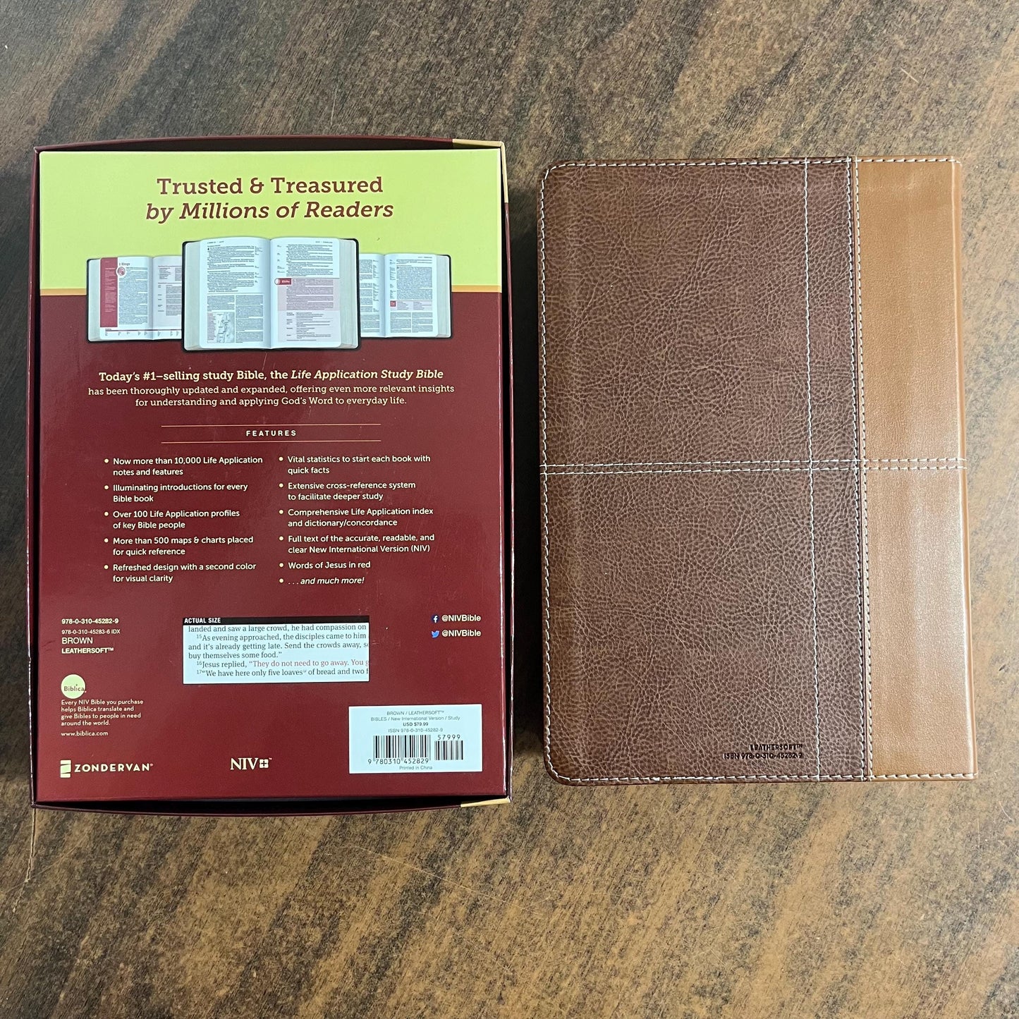 Personalized NIV Life Application Study Bible - Brown LeatherSoft - Custom Imprinted with a name, ISBN 9780310452829