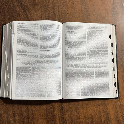 Personalized NKJV Study Bible Thumb Indexed - Black LeatherSoft - Custom Imprinted with name, 9780785220657