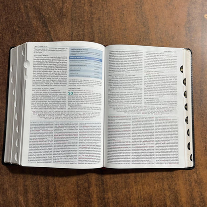 Personalized NKJV Study Bible Thumb Indexed - Black LeatherSoft - Custom Imprinted with name, 9780785220657