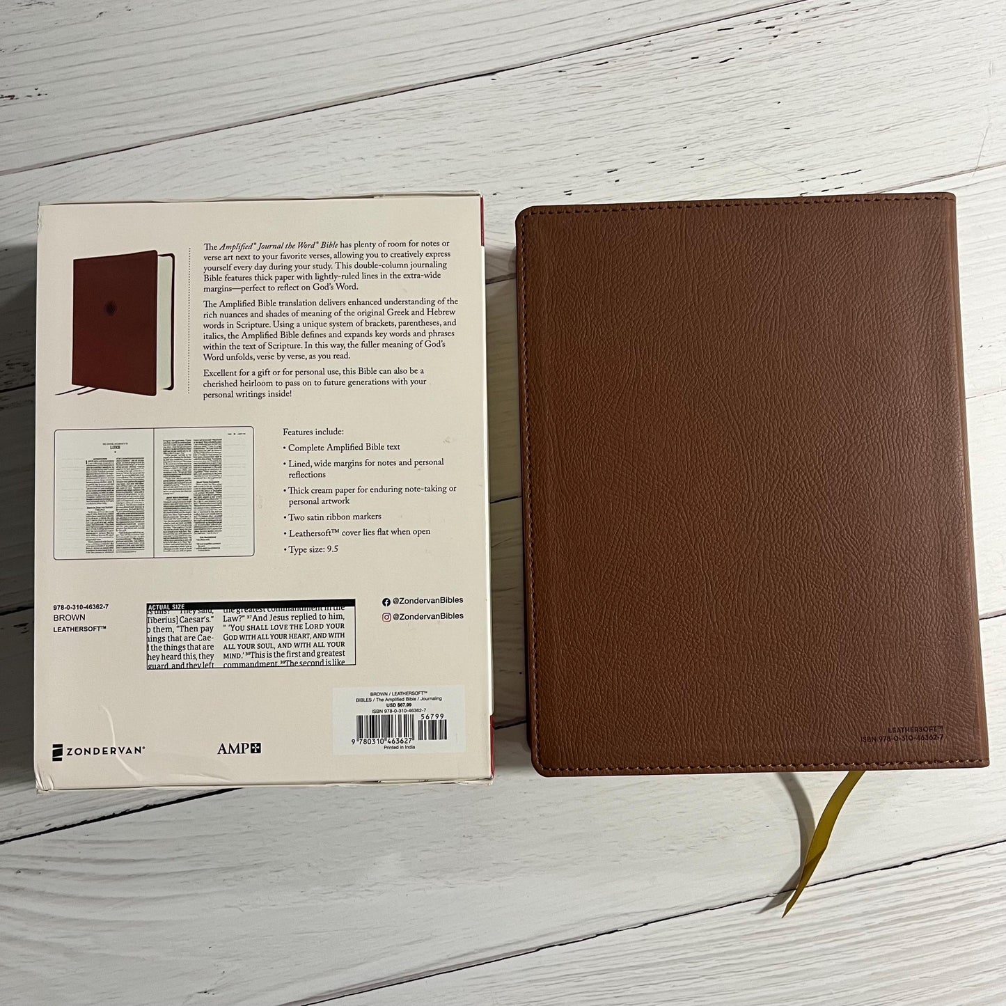 Personalized Amplified Journal the Word Bible - Brown LeatherSoft - Custom Imprinted with a name, 2 column text, 9780310463627