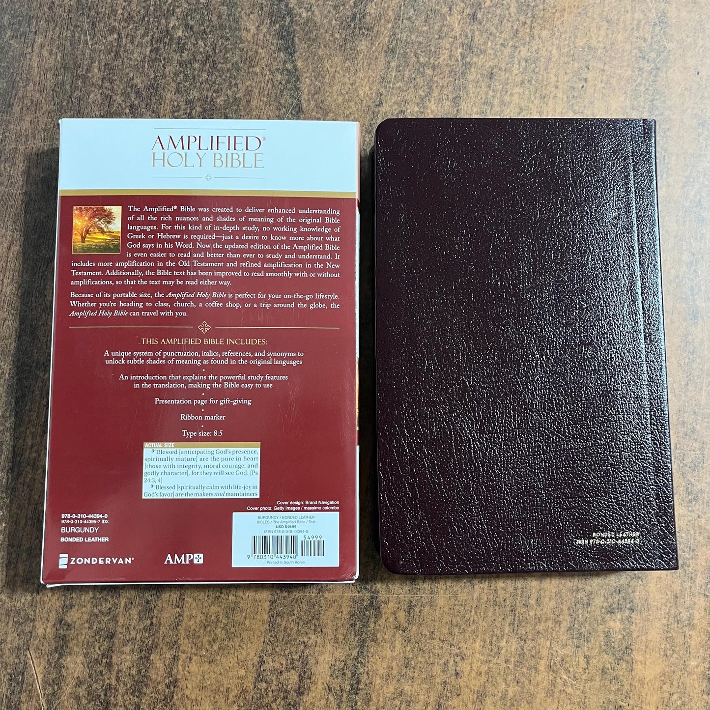 Personalized Amplified Bible - Burgundy Bonded Leather, custom imprinted with name, 9780310443940